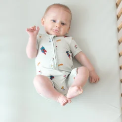 Outlet Kyte Baby Zipper Shortall Romper in Superman™