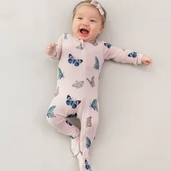 Sale Kyte Baby Zippered Footie in Blush Butterfly