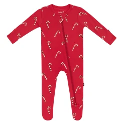 New Kyte Baby Zippered Footie in Candy Cane