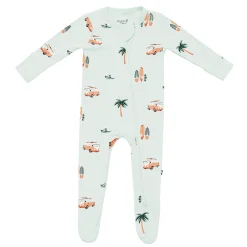Hot Kyte Baby Zippered Footie in Dew Surf