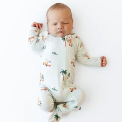 Hot Kyte Baby Zippered Footie in Dew Surf