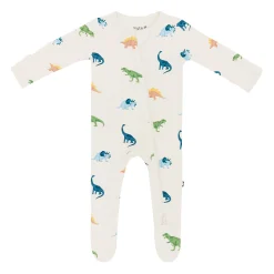 Hot Kyte Baby Zippered Footie in Ecru Roar
