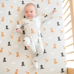 New Kyte Baby Zippered Footie in Fluffy Dog