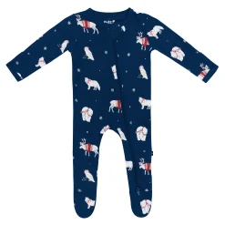 New Kyte Baby Zippered Footie in Frosty Friends
