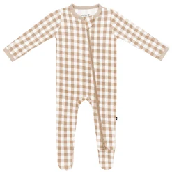 Best Kyte Baby Zippered Footie in Gingham Bisque