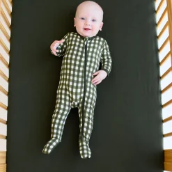 Best Kyte Baby Zippered Footie in Gingham Fir