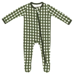 Best Kyte Baby Zippered Footie in Gingham Fir