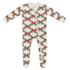 New Kyte Baby Zippered Footie in Holiday Bow