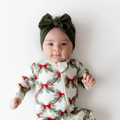 New Kyte Baby Zippered Footie in Holiday Bow