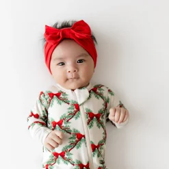 New Kyte Baby Zippered Footie in Holiday Bow