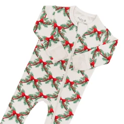 New Kyte Baby Zippered Footie in Holiday Bow