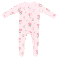 Hot Kyte Baby Zippered Footie in Sakura Peony
