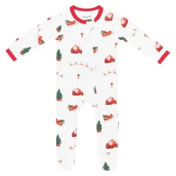 Kyte Baby Zippered Footie in Santa Sleigh