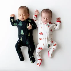 Kyte Baby Zippered Footie in Santa Sleigh