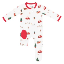 Kyte Baby Zippered Footie in Santa Sleigh