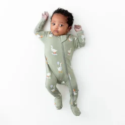 Hot Kyte Baby Zippered Footie in Silly Goose