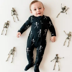 Sale Kyte Baby Zippered Footie in Skeleton