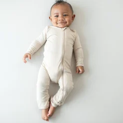 Outlet Kyte Baby Zippered Romper in Bisque