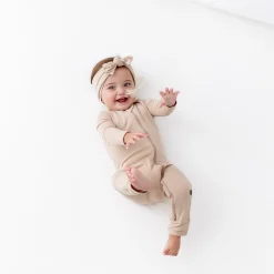 Outlet Kyte Baby Zippered Romper in Bisque