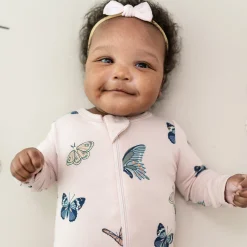 Best Kyte Baby Zippered Romper in Blush Butterfly