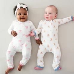 Hot Kyte Baby Zippered Romper in Bow