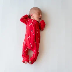 Clearance Kyte Baby Zippered Romper in Candy Cane