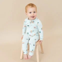 Discount Kyte Baby Zippered Romper in Dew Surf