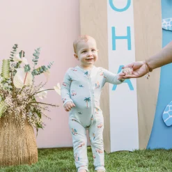 Discount Kyte Baby Zippered Romper in Dew Surf