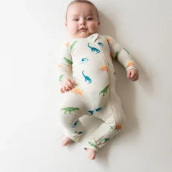 Clearance Kyte Baby Zippered Romper in Ecru Roar