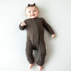 Discount Kyte Baby Zippered Romper in Espresso