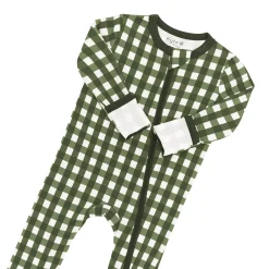 Discount Kyte Baby Zippered Romper in Gingham Fir