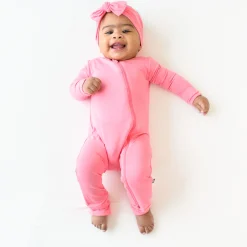 Online Kyte Baby Zippered Romper in Guava