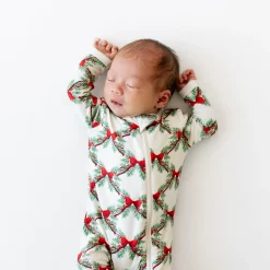 Outlet Kyte Baby Zippered Romper in Holiday Bow