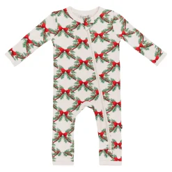 Outlet Kyte Baby Zippered Romper in Holiday Bow