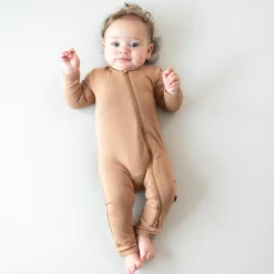 Best Kyte Baby Zippered Romper in Latte