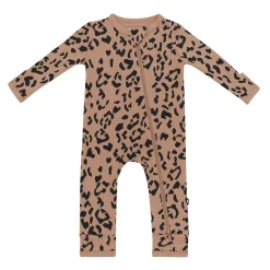Outlet Kyte Baby Zippered Romper in Latte Leopard