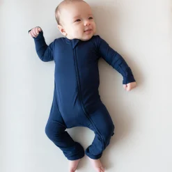 Hot Kyte Baby Zippered Romper in Navy