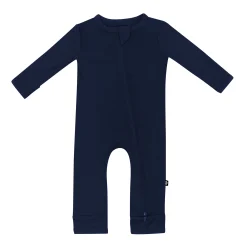 Hot Kyte Baby Zippered Romper in Navy