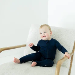 Hot Kyte Baby Zippered Romper in Navy