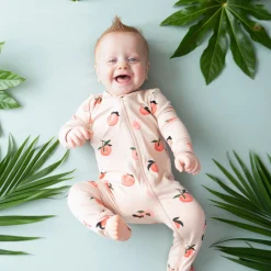 Discount Kyte Baby Zippered Romper in Peach
