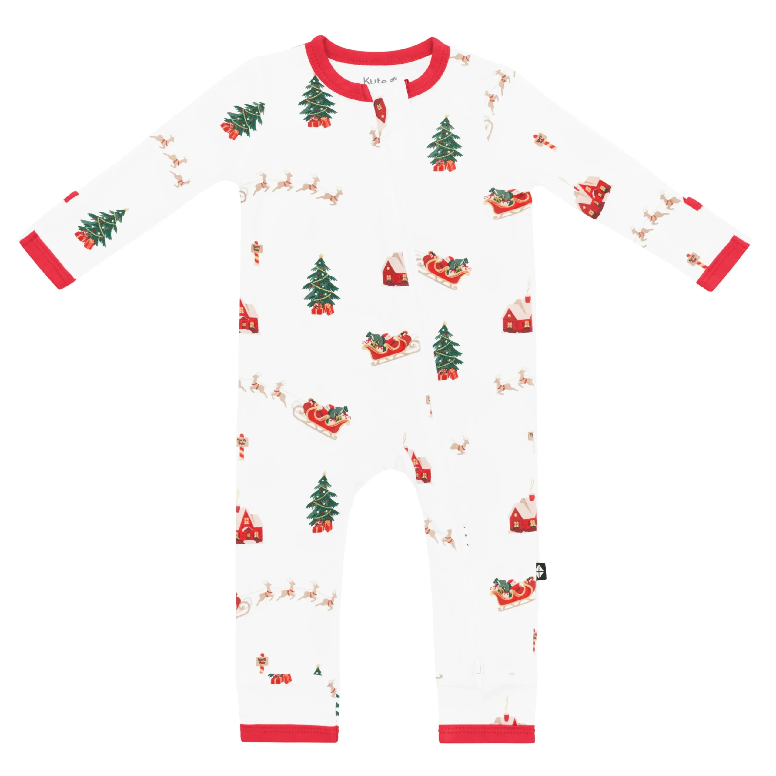 Online Kyte Baby Zippered Romper in Santa Sleigh
