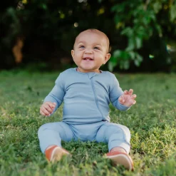 New Kyte Baby Zippered Romper in Slate