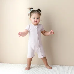 Outlet Kyte Baby Zippered Shortall Romper in Blush