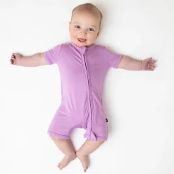 Clearance Kyte Baby Zippered Shortall Romper in Poi