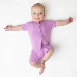 Clearance Kyte Baby Zippered Shortall Romper in Poi