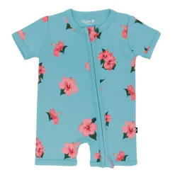 Online Kyte Baby Zippered Shortall Romper in Hibiscus