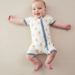 Hot Kyte Baby Zippered Shortall Romper in Teddy Bear