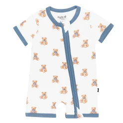 Hot Kyte Baby Zippered Shortall Romper in Teddy Bear