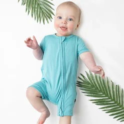 Kyte Baby Zippered Shortall Romper in Makai