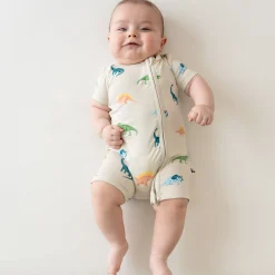 Sale Kyte Baby Zippered Shortall Romper in Ecru Roar